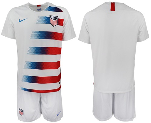 USA Blank Home Soccer Country Jersey - Click Image to Close